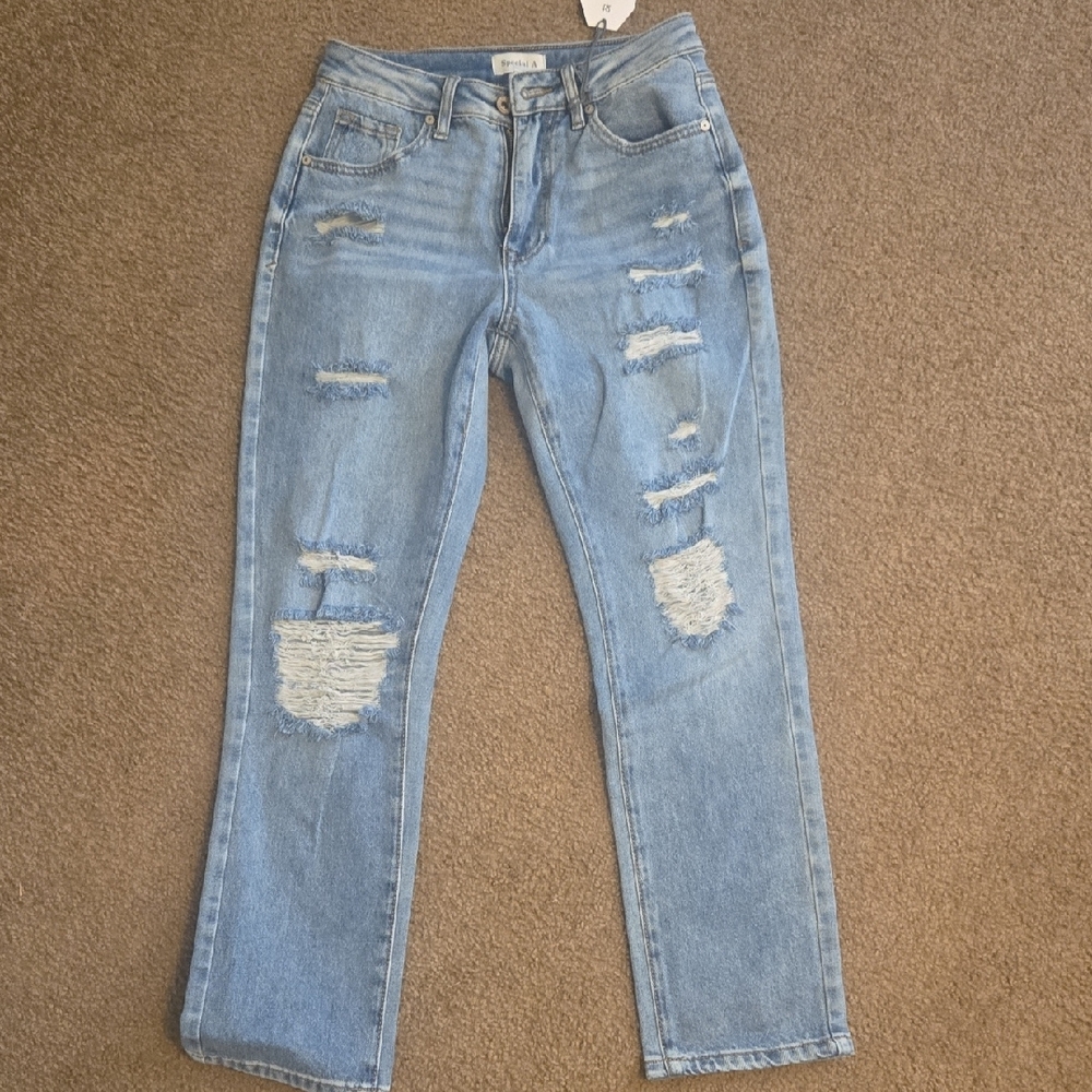 Women's Distressed Blue Jeans
